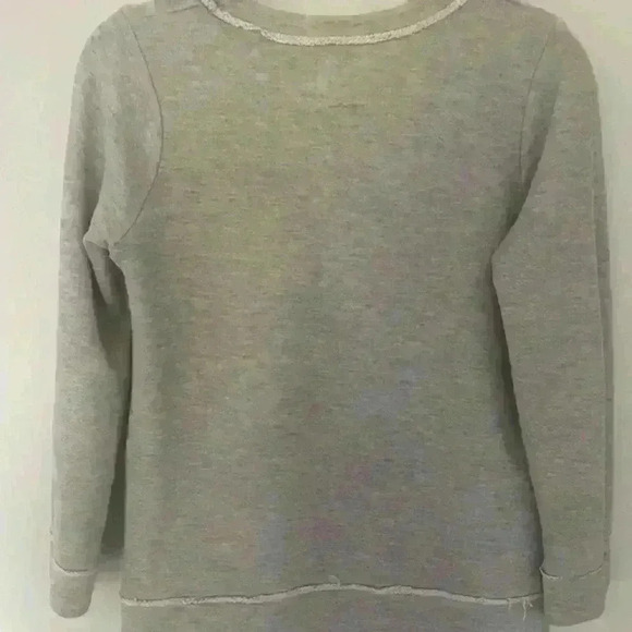 Chaser raw edge heather grey crewneck pullover sweater shirt women's‎  size M - Picture 2 of 7